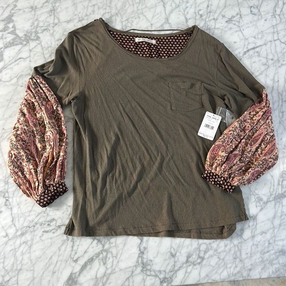 Free People Tops - NWT Free People Long Paisley Sleeve Tunic Top Large